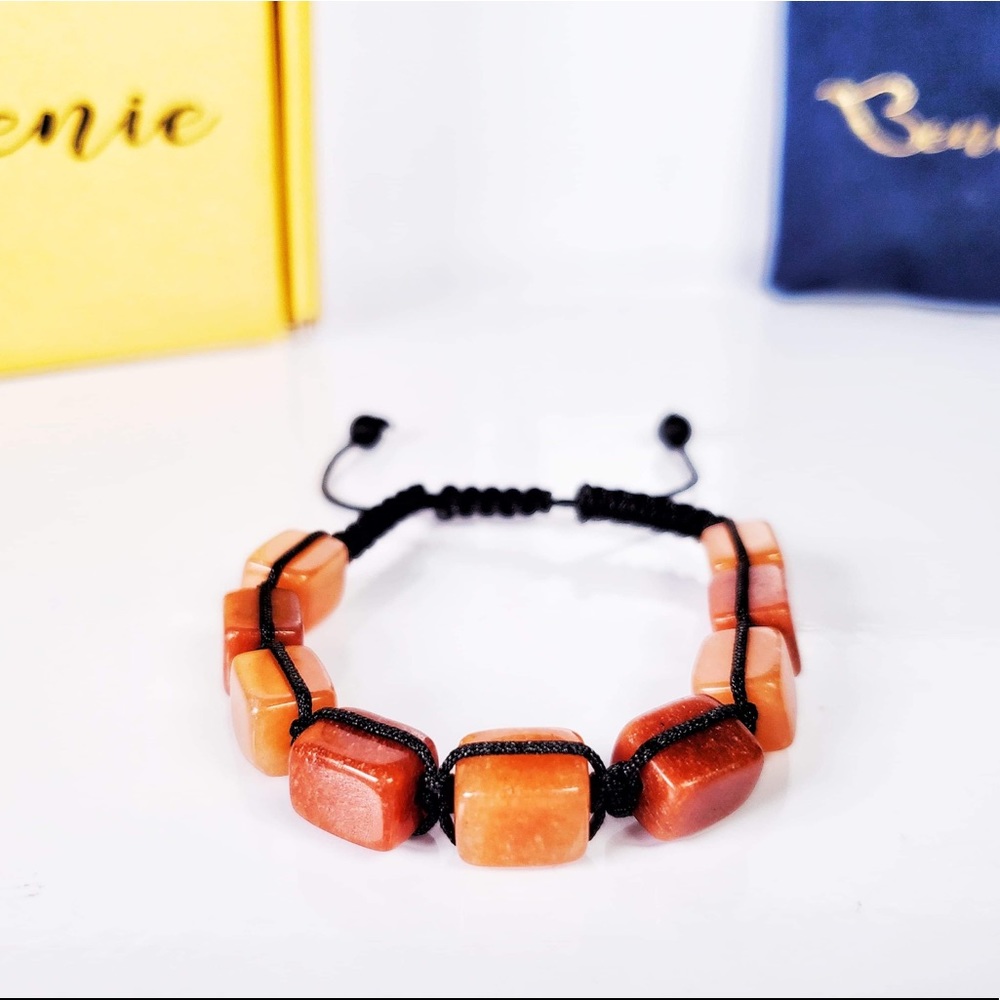 Red Aventurine Square Beaded Lucky Bracelet